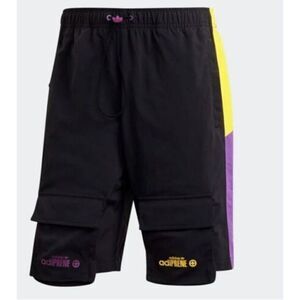 NWT Adidas Originals Adiprene Mens Cargo Shorts sz Large Black/Yellow/Purple